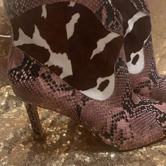 Gianni Bini Ezlee Snake Cow Print Ankle Boots & Booties